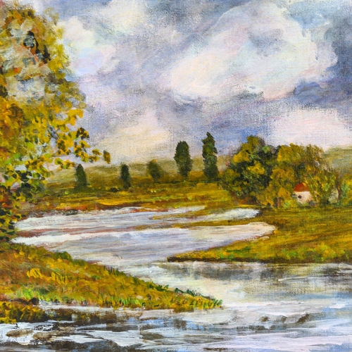 2137 - Ray Middleton, oil on canvas, river scene, 50cm x 60cm, framed