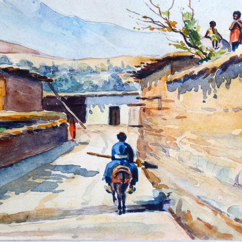 2144 - Demon, watercolour, street scene Tehran, signed, 8