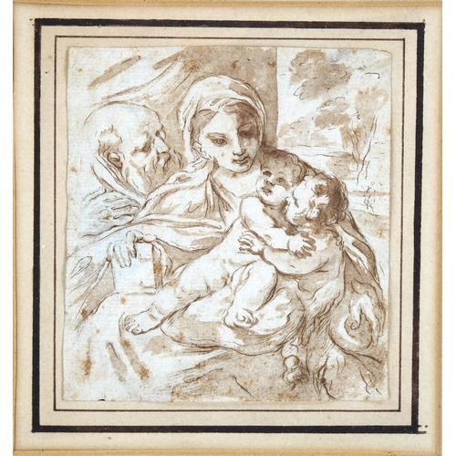 2153 - Circle of Franceschini, 17th century sepia watercolour, Classical study, unsigned, 11cm x 10cm, fram... 