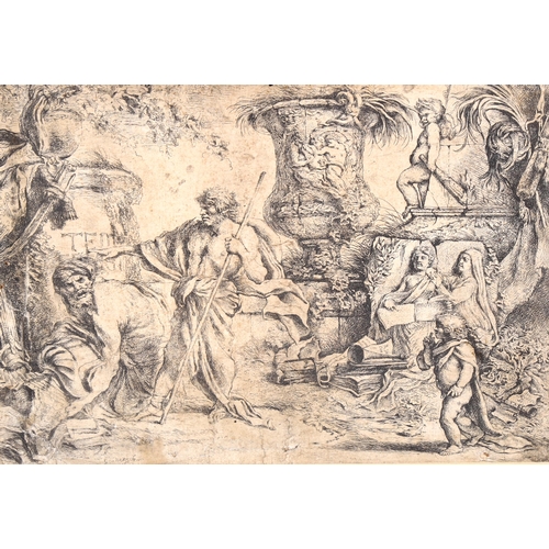 2155 - Giovanni Castiglione (1616 - 1670), engraving, Classical scene, 18cm x 25cm, framed