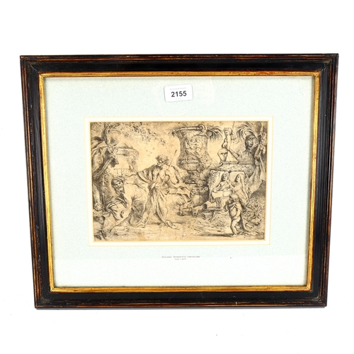 2155 - Giovanni Castiglione (1616 - 1670), engraving, Classical scene, 18cm x 25cm, framed