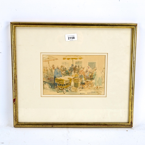 2158 - Roland Batchelor (1889 - 1990), watercolour, street market, signed, 14cm x 21cm, framed