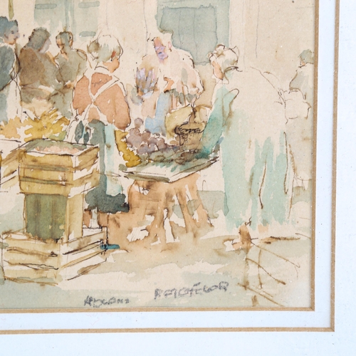 2158 - Roland Batchelor (1889 - 1990), watercolour, street market, signed, 14cm x 21cm, framed