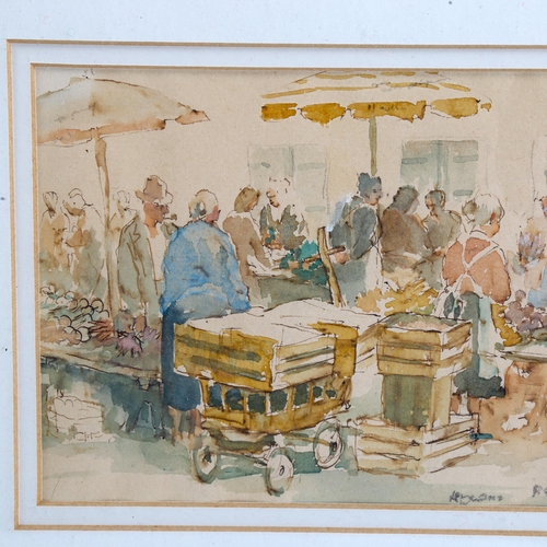 2158 - Roland Batchelor (1889 - 1990), watercolour, street market, signed, 14cm x 21cm, framed