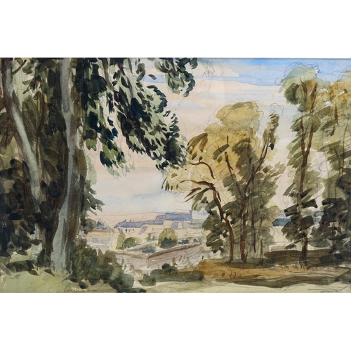 2159 - Philip Wilson Steer, watercolour, Montreuil sur Mer, Fine Art Society Exhibition label verso dated 1... 