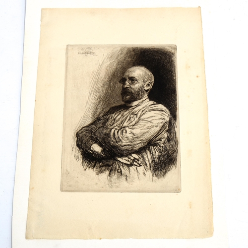 2229 - Sir Hubert Herkomer RA (1849 - 1914), etching, a portrait 1891, image 20cm x 15cm, unframed