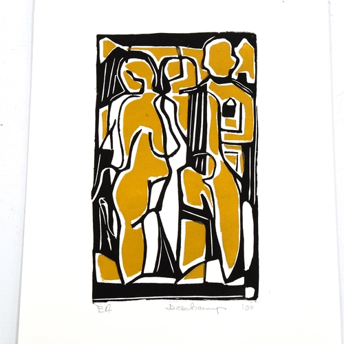 2232 - Deschamps, colour block print, abstract, signed in pencil, artist's proof, image 19cm x 12cm, unfram... 