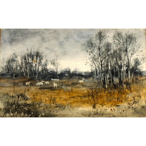 2233 - H F Waring, watercolour, moorland scene, signed and dated 1899, 15cm x 24cm, mounted