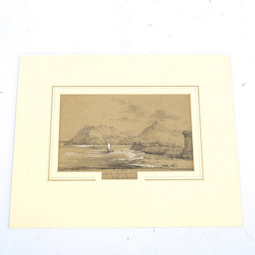 2234 - 19th century Irish School, pencil and chalk drawing, Bray Head, Bay of Dublin, unsigned, 10cm x 17cm... 