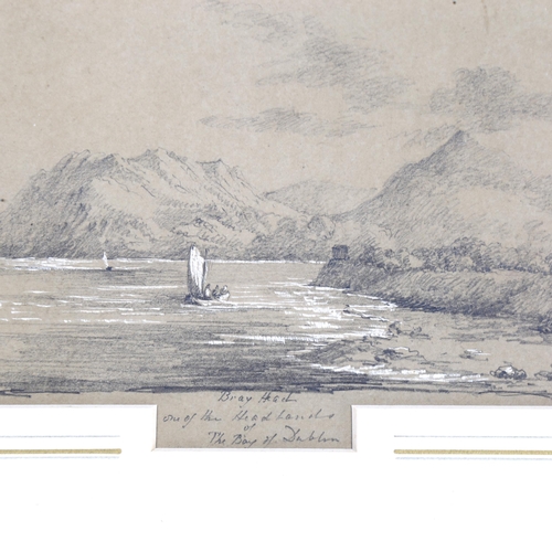 2234 - 19th century Irish School, pencil and chalk drawing, Bray Head, Bay of Dublin, unsigned, 10cm x 17cm... 