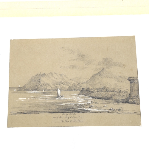 2234 - 19th century Irish School, pencil and chalk drawing, Bray Head, Bay of Dublin, unsigned, 10cm x 17cm... 