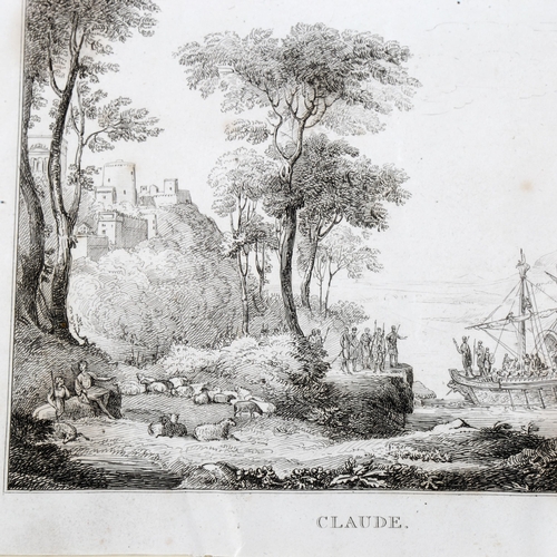 2235 - Claude Lorraine, 19th century engraving, harbour scene, image 15cm x 20cm, unframed