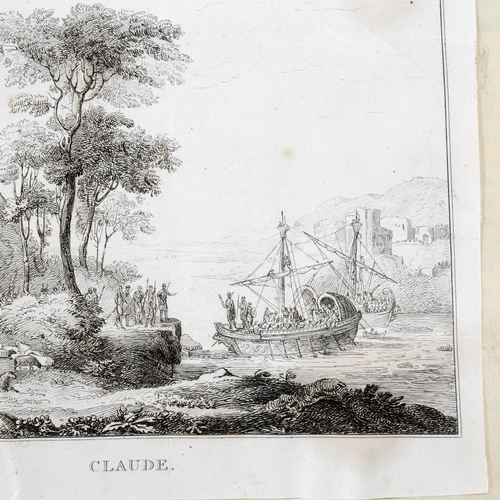 2235 - Claude Lorraine, 19th century engraving, harbour scene, image 15cm x 20cm, unframed