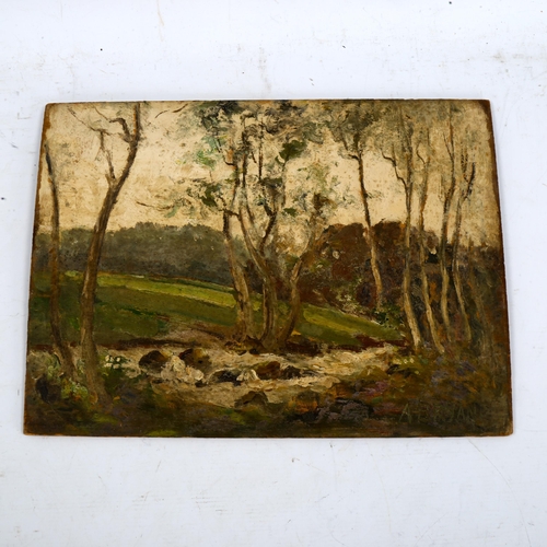 2239 - A Bryant, oil on board, impressionist tree study, early 20th century, 30cm x 40cm