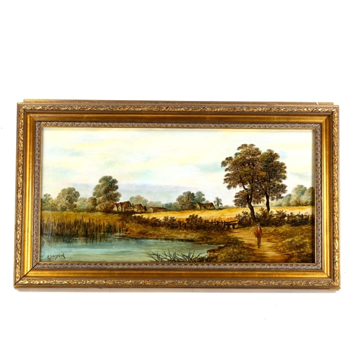 2243 - Goodwin, pair of 19th century oils on canvas, rural landscapes, 30cm x 60cm, framed