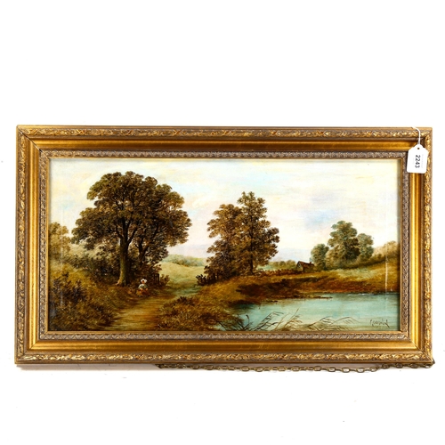 2243 - Goodwin, pair of 19th century oils on canvas, rural landscapes, 30cm x 60cm, framed