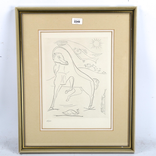 2249 - Leopold Survage, Burin etching, Chevaux En Cotere 1965, no. 24/150, image 30cm x 24cm, framed