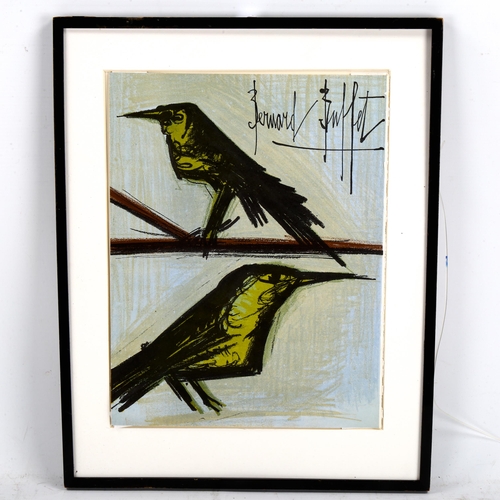 2252 - Bernard Buffet, lithograph, bird couple, 32cm x 24cm, framed