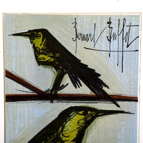 2252 - Bernard Buffet, lithograph, bird couple, 32cm x 24cm, framed