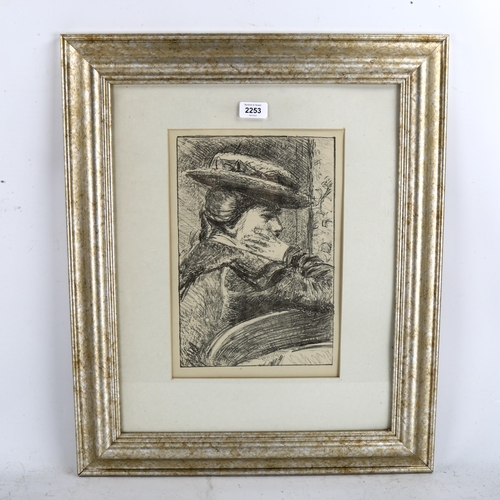 2253 - Walter Richard Sickert, original lithograph, the straw hat, Neolith Issue circa 1907/08, image 33cm ... 