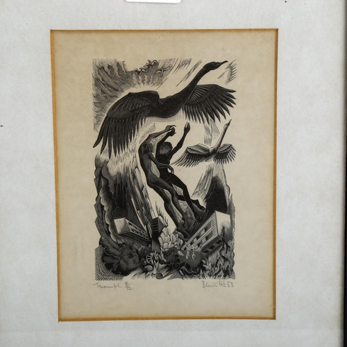 2259 - Blair Hughes Stanton, wood engraving, Triumph, signed in pencil, no. 8/12, image 15cm x 10cm, framed