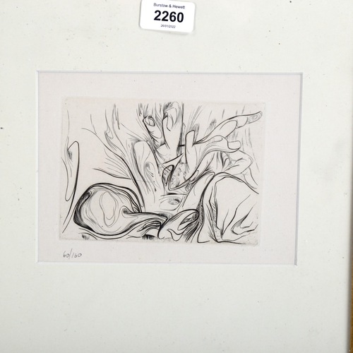 2260 - Gerard Vulliamy, etching, tentacles, 1949, no. 60/160, image 11cm x 15cm, framed