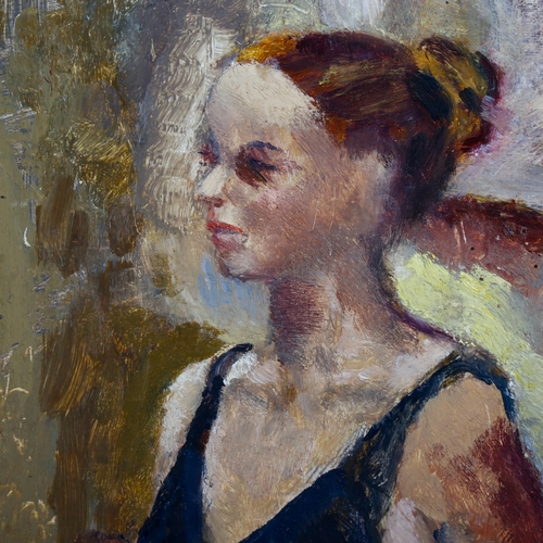 2262 - R Cassley, oil on board, ballerina in the artist's studio, signed, 45cm x 35cm, framed