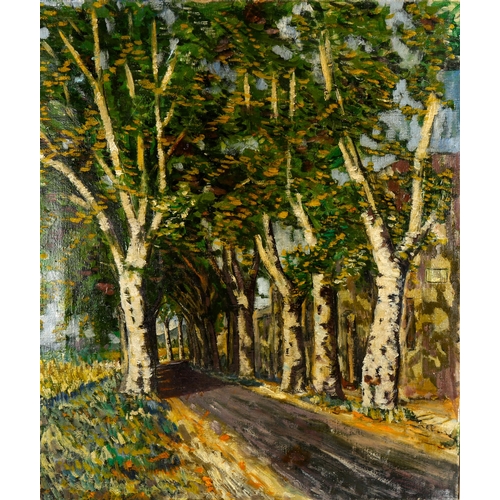 2271 - Mid-20th century French School, oil on canvas, avenue of trees, unsigned, 65cm x 55cm, framed