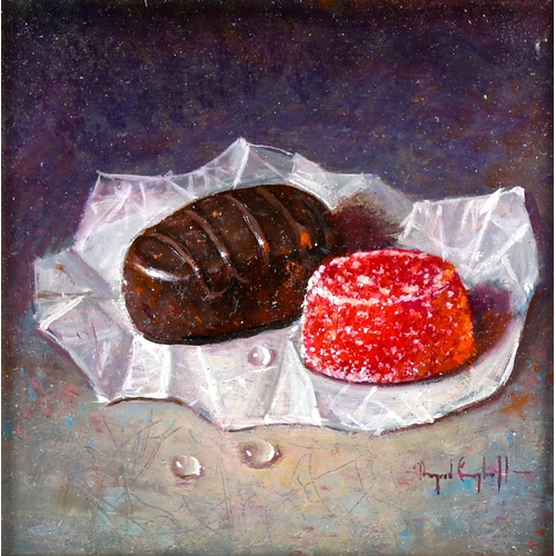 2288 - Raymond Campbell, oil on board, Choc And Drop 2019, 12cm x 12cm, framed