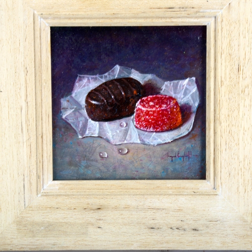 2288 - Raymond Campbell, oil on board, Choc And Drop 2019, 12cm x 12cm, framed