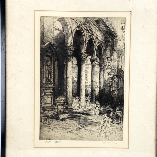 2164 - E Hedley Fitton (1859 - 1929), etching, market Florence, signed in pencil, image 34cm x 23cm, framed