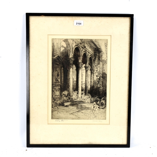 2164 - E Hedley Fitton (1859 - 1929), etching, market Florence, signed in pencil, image 34cm x 23cm, framed