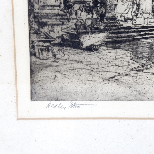 2164 - E Hedley Fitton (1859 - 1929), etching, market Florence, signed in pencil, image 34cm x 23cm, framed