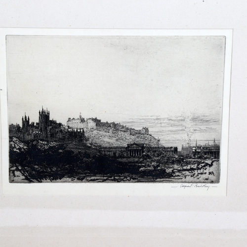 2165 - Alfred Bentley (1879 - 1923), pair of etchings, landscapes, both signed in pencil, image 15cm x 23cm... 