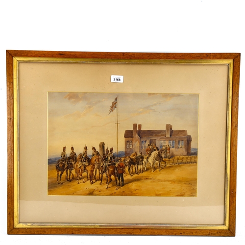 2168 - Orlando Norie, watercolour, military encampment, signed, 33cm x 48cm, framed