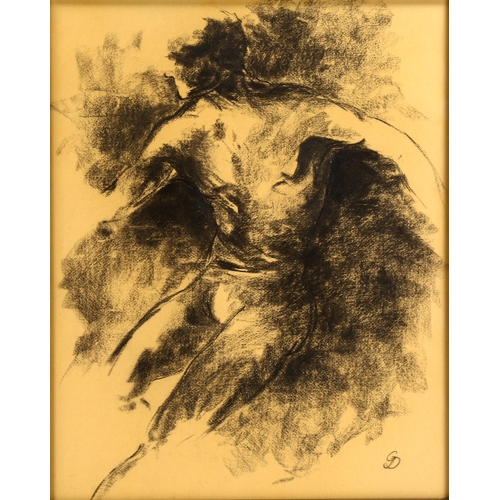 2178 - Charcoal sketch life study, signed with monogram, 56cm x 45cm, framed