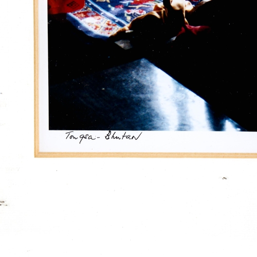 2184 - Walter Lees, photograph, Tongsa Bhutan Monks eating, signed in pencil, image 30cm x 20cm, framed