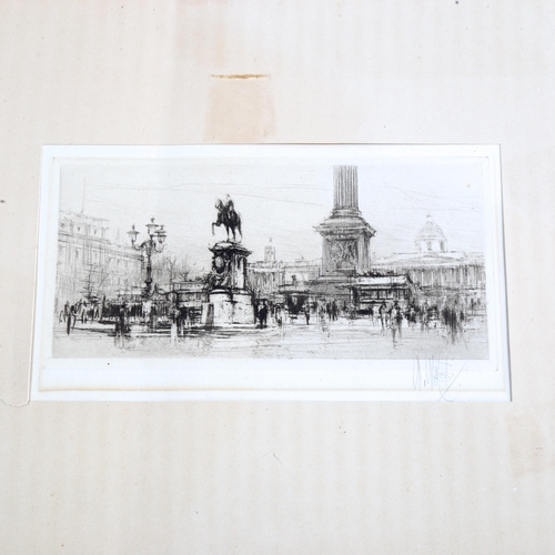 2186 - William Walcot (1873 - 1943), etching, Trafalgar Square, signed in pencil, image 8.5cm x 17.5cm, mou... 