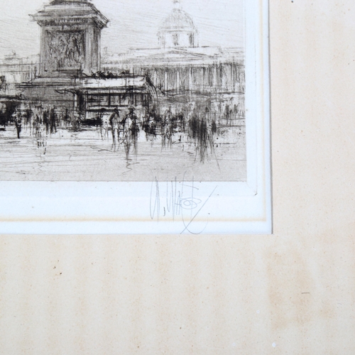 2186 - William Walcot (1873 - 1943), etching, Trafalgar Square, signed in pencil, image 8.5cm x 17.5cm, mou... 