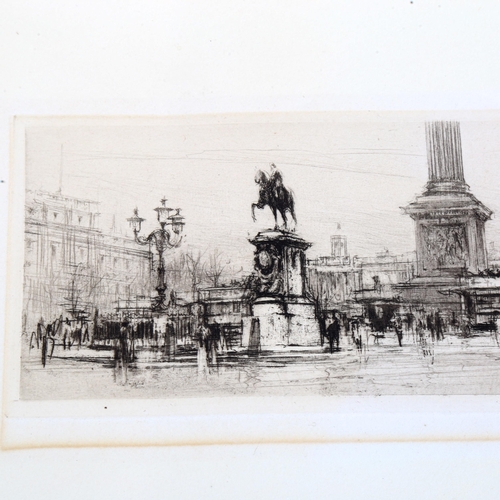 2186 - William Walcot (1873 - 1943), etching, Trafalgar Square, signed in pencil, image 8.5cm x 17.5cm, mou... 