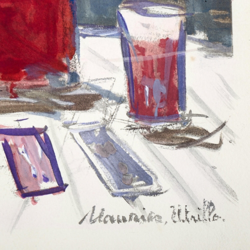 2194 - Maurice Utrillo, lithograph on Arches paper, still life with wine bottle, 1952, image 35cm x 25cm, u... 