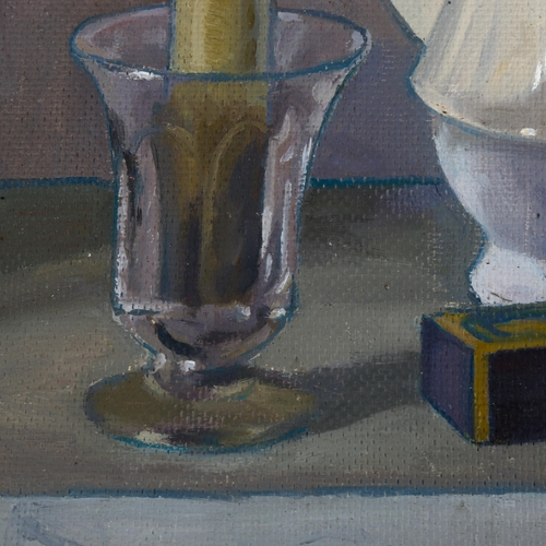 2202 - Arnold Auerbach (1898 - 1979), oil on board, still life, 1973, signed, 40cm x 30cm, unframed