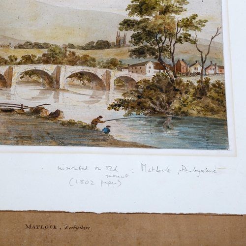 2204 - Early 19th century British School, watercolour, Matlock Derbyshire, unsigned, part of original label... 