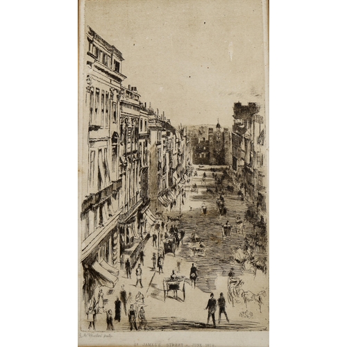 2206 - James Abbott Macneill Whistler, etching, St James Street, 1878, image 27cm x 15cm, mounted