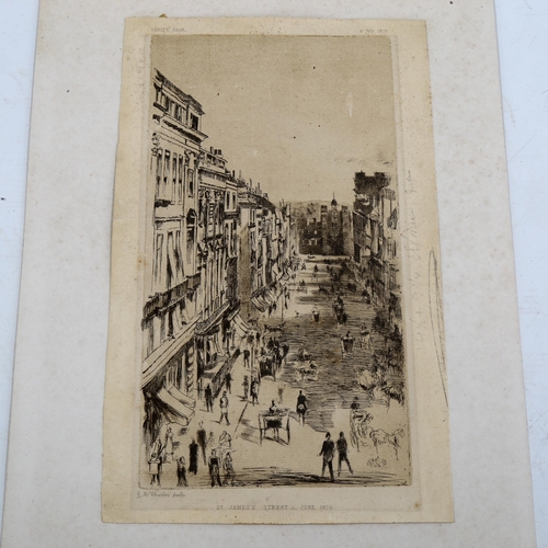 2206 - James Abbott Macneill Whistler, etching, St James Street, 1878, image 27cm x 15cm, mounted