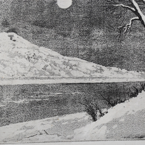 2208 - 20th century Japanese School, woodblock print, winter landscape, indistinctly signed in pencil, imag... 