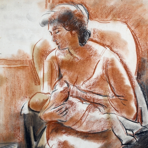 2211 - Philip Naviasky (1894 - 1984), coloured pastels, mother and child, circa 1940s, 76cm x 53cm, mounted