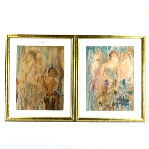 2219 - Janet Treby (born 1955), pair of lithographs, Ecole de Ballet 1 and 2, signed in pencil, from an edi... 