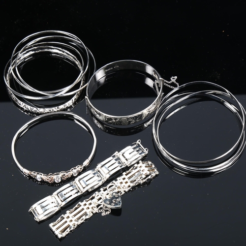 425 - Various silver bangles and bracelets, 130g total