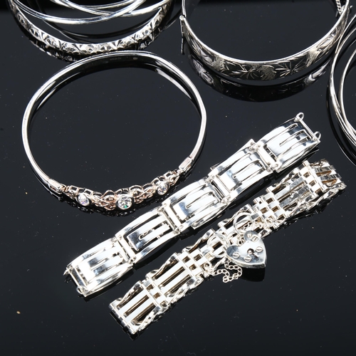 425 - Various silver bangles and bracelets, 130g total